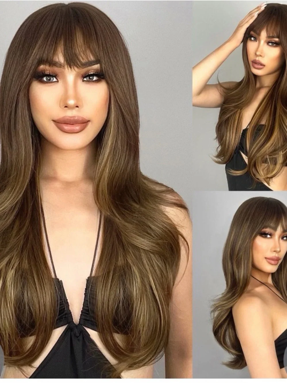 Naya Long Layered Wig with Bangs - Chestnut Brown